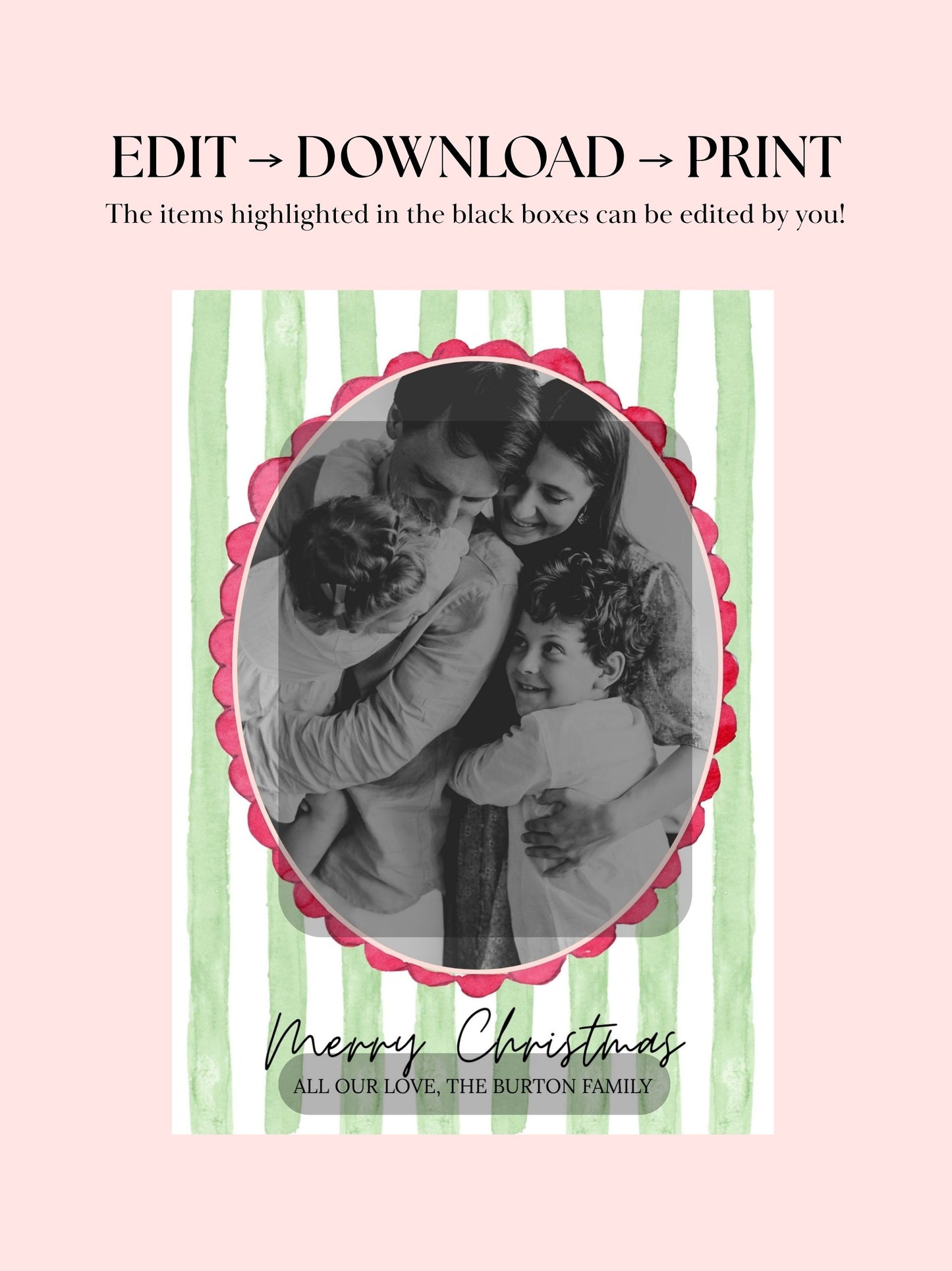 GREEN STRIPED - DIGITAL CHRISTMAS CARD