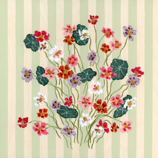 Floral design on a striped background