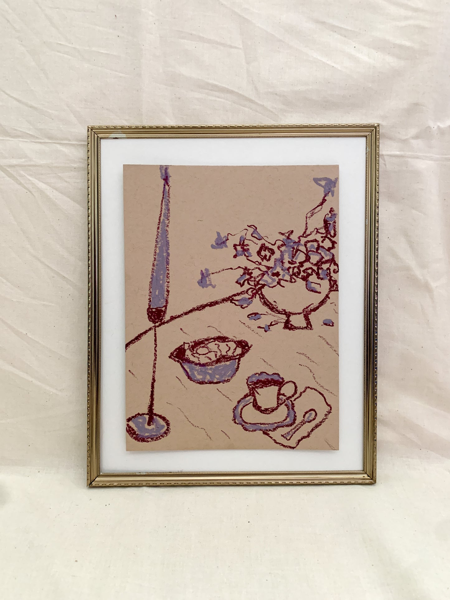 "Coffee Breaks" an original 6x8in oil pastel by allie burton