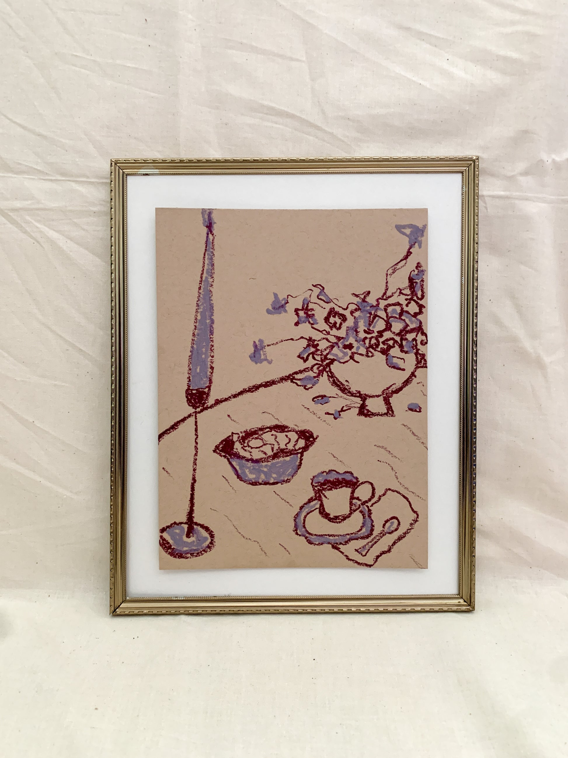 "Coffee Breaks" an original 6x8in oil pastel by allie burton