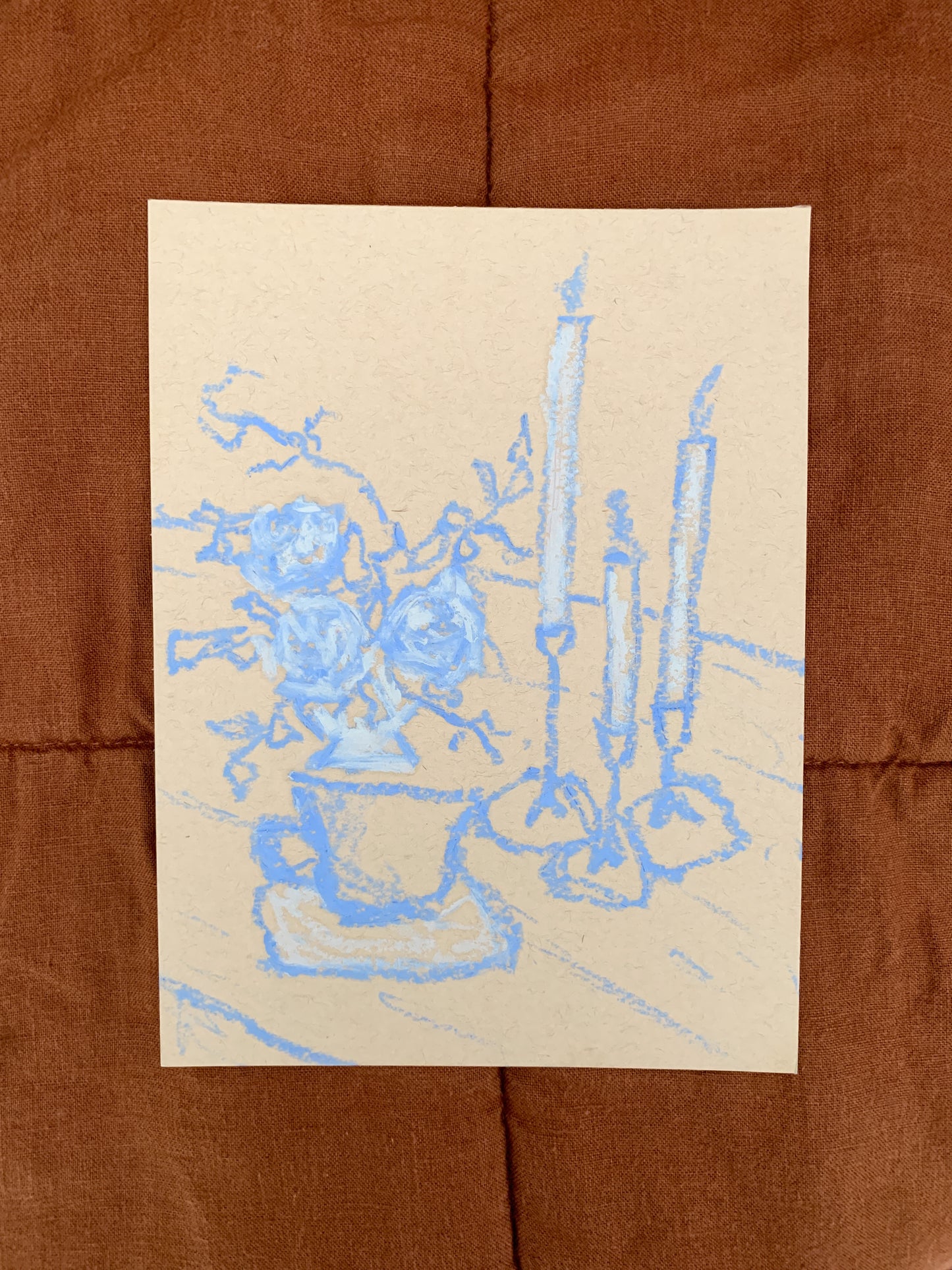 "Better After Tea" an original 6x8in oil pastel drawing