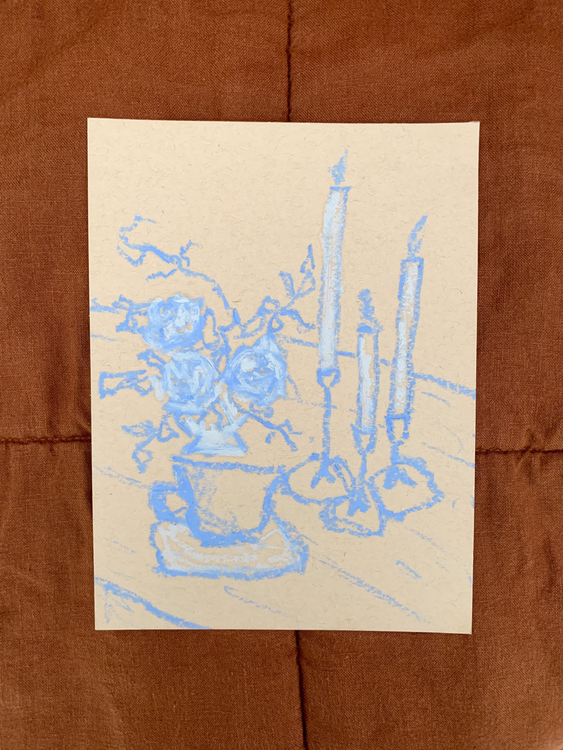 "Better After Tea" an original 6x8in oil pastel drawing