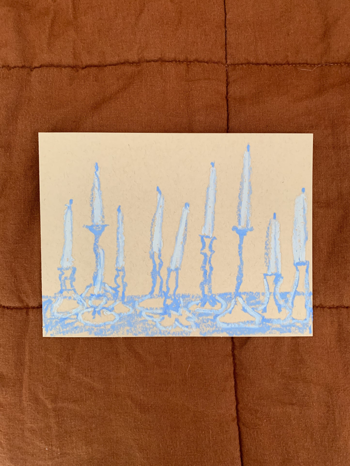 "By Candlelight" an original 6x8in oil pastel drawing