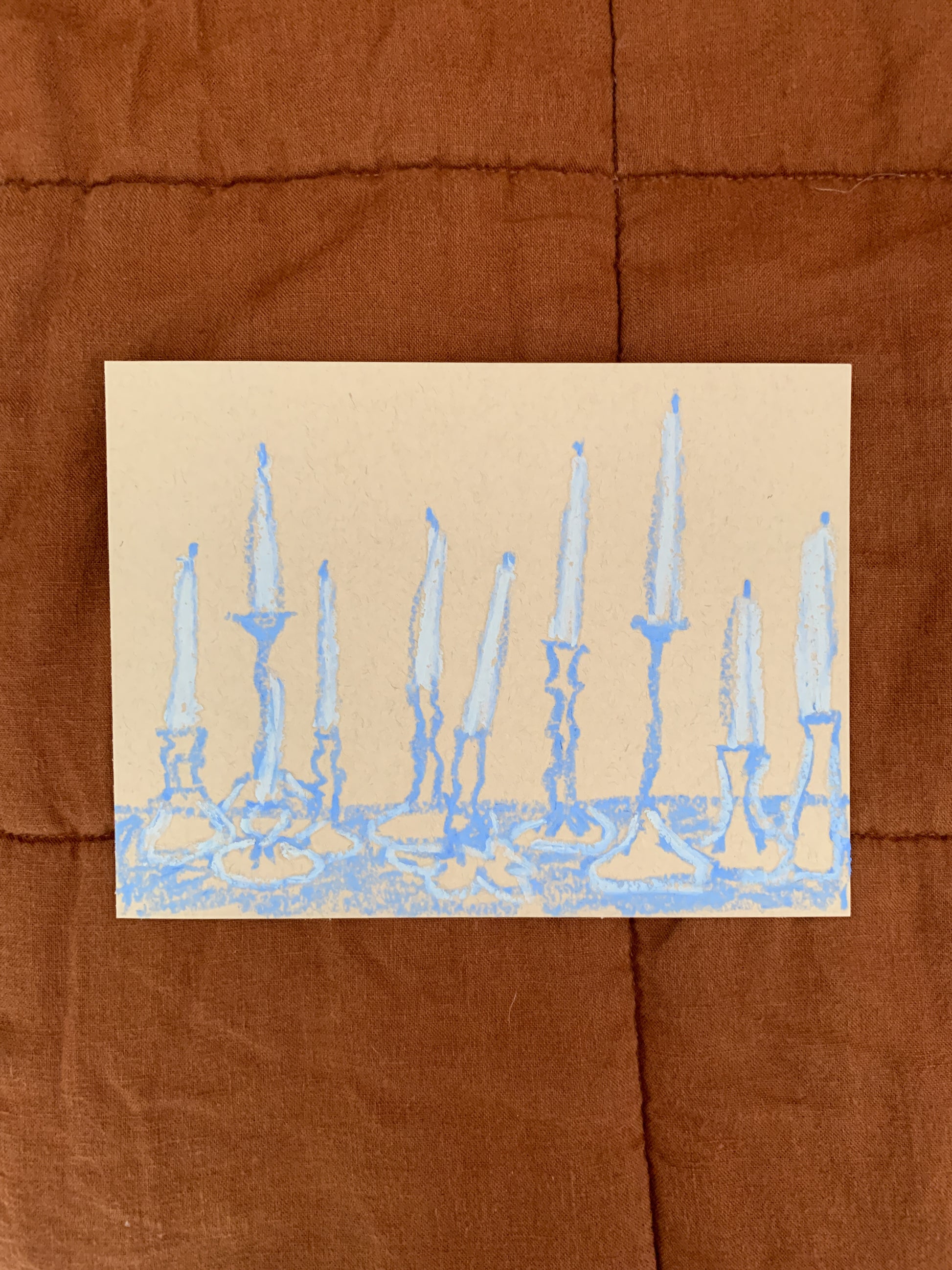 "By Candlelight" an original 6x8in oil pastel drawing