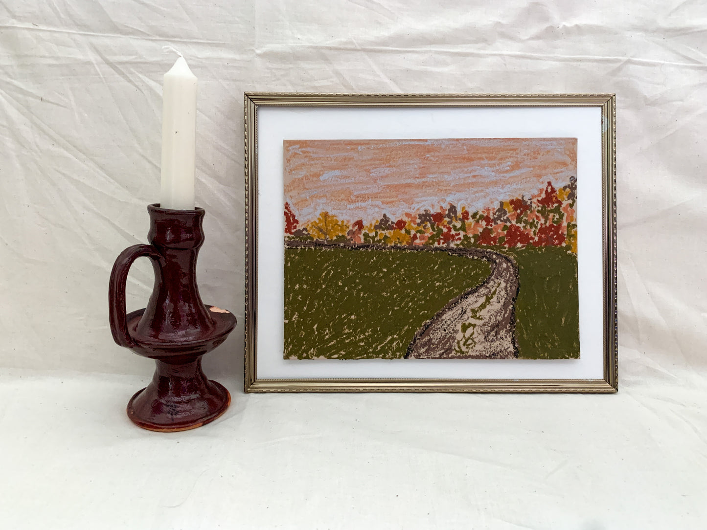 "Road to You" an original 6x8in oil pastel by allie burton