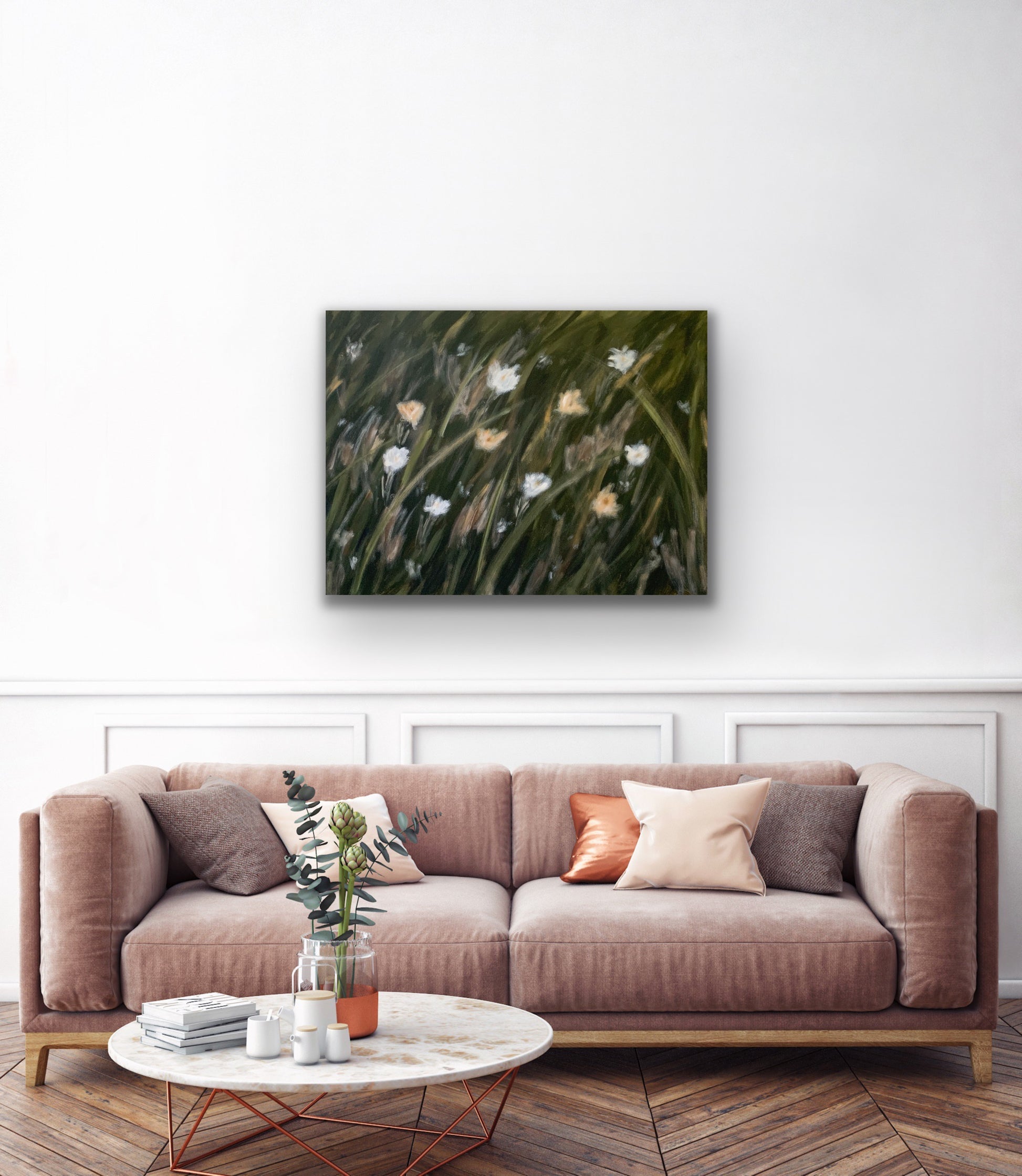 "In the Wildflowers" an original 30x40in painting by Allie Burton