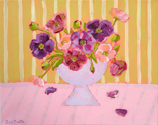 "Sunlit Daydream" acrylic, floral painting by Allie Burton