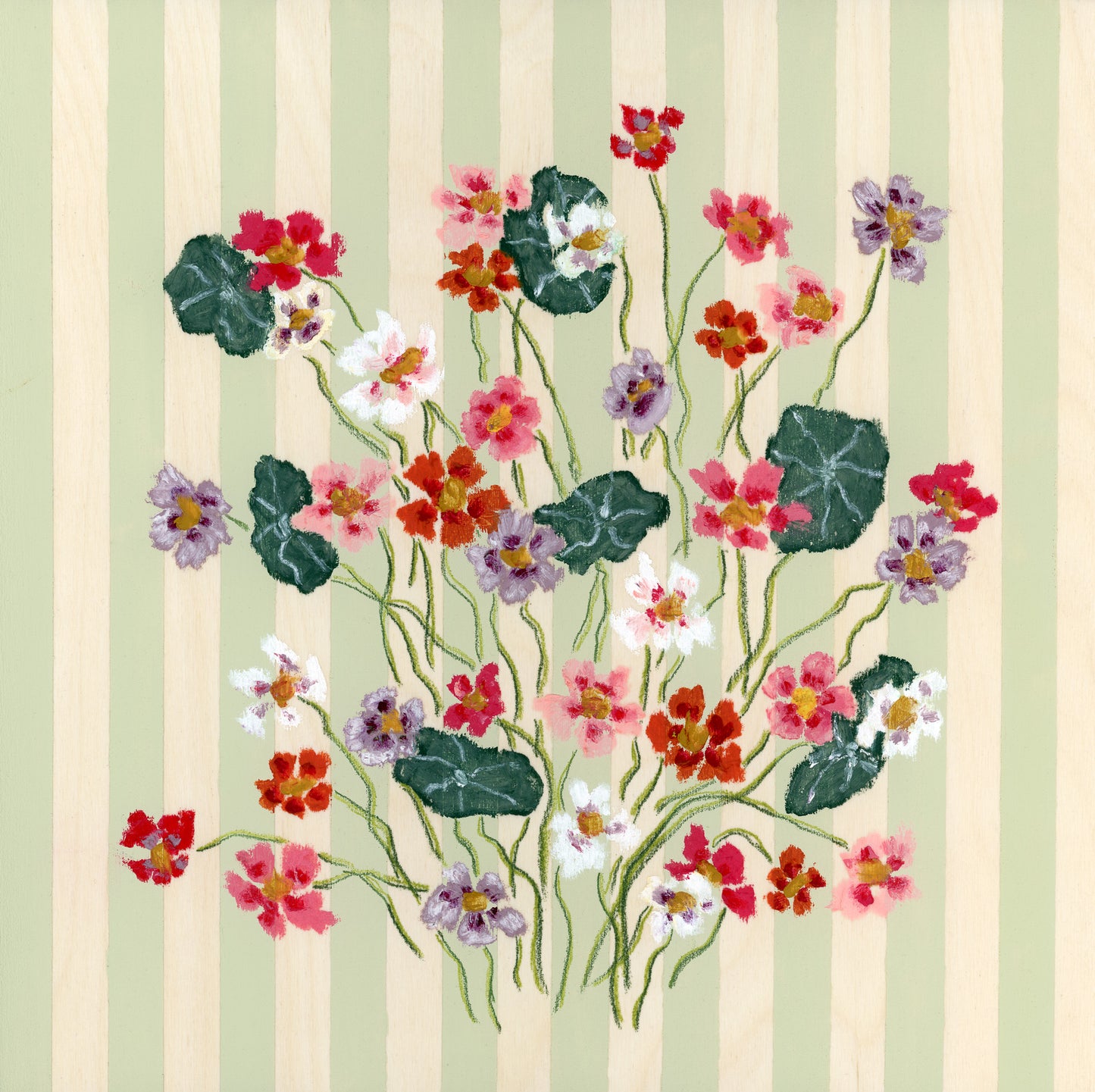 Floral design on a striped background