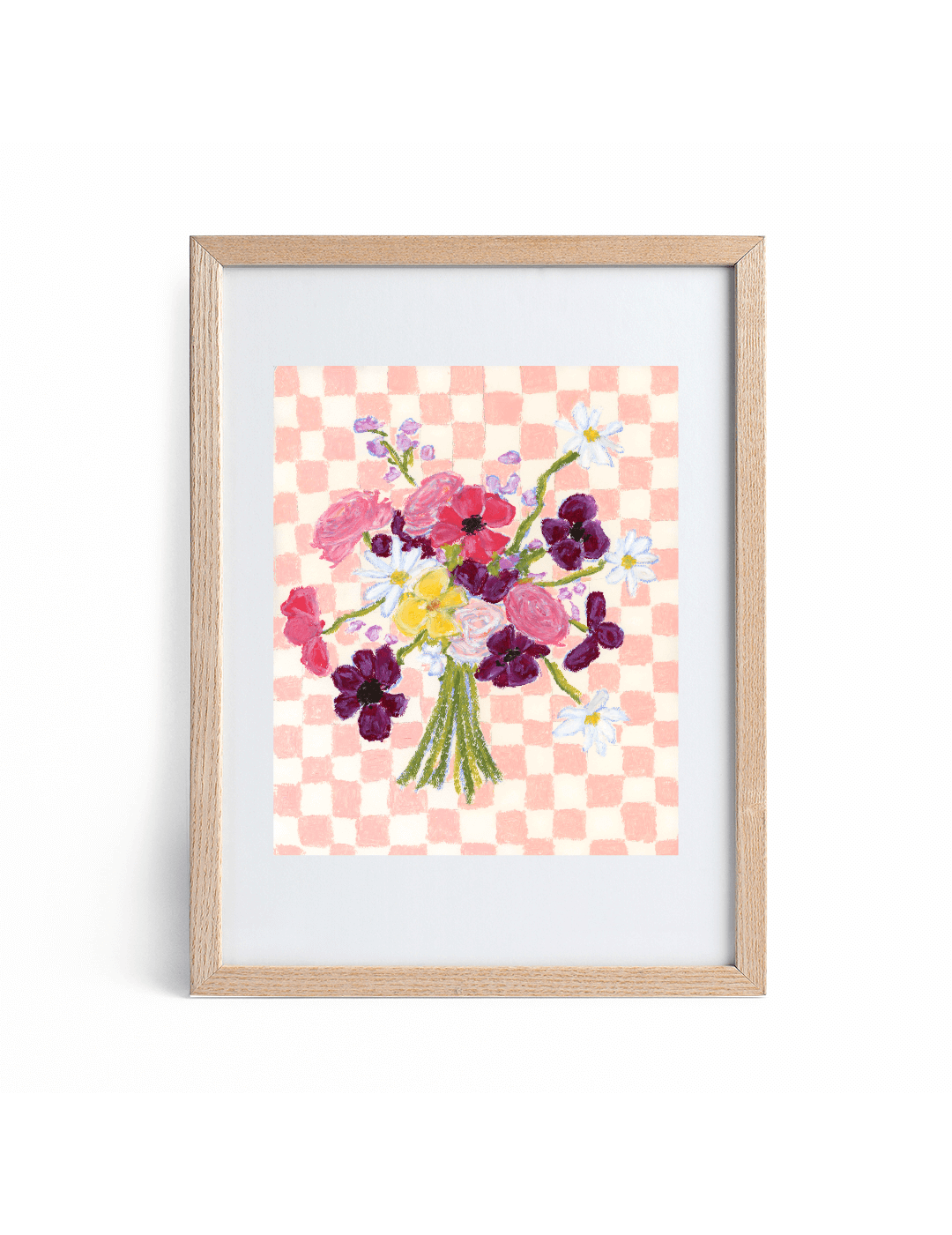 "Change of Heart" checkered, floral art print by Allie Burton