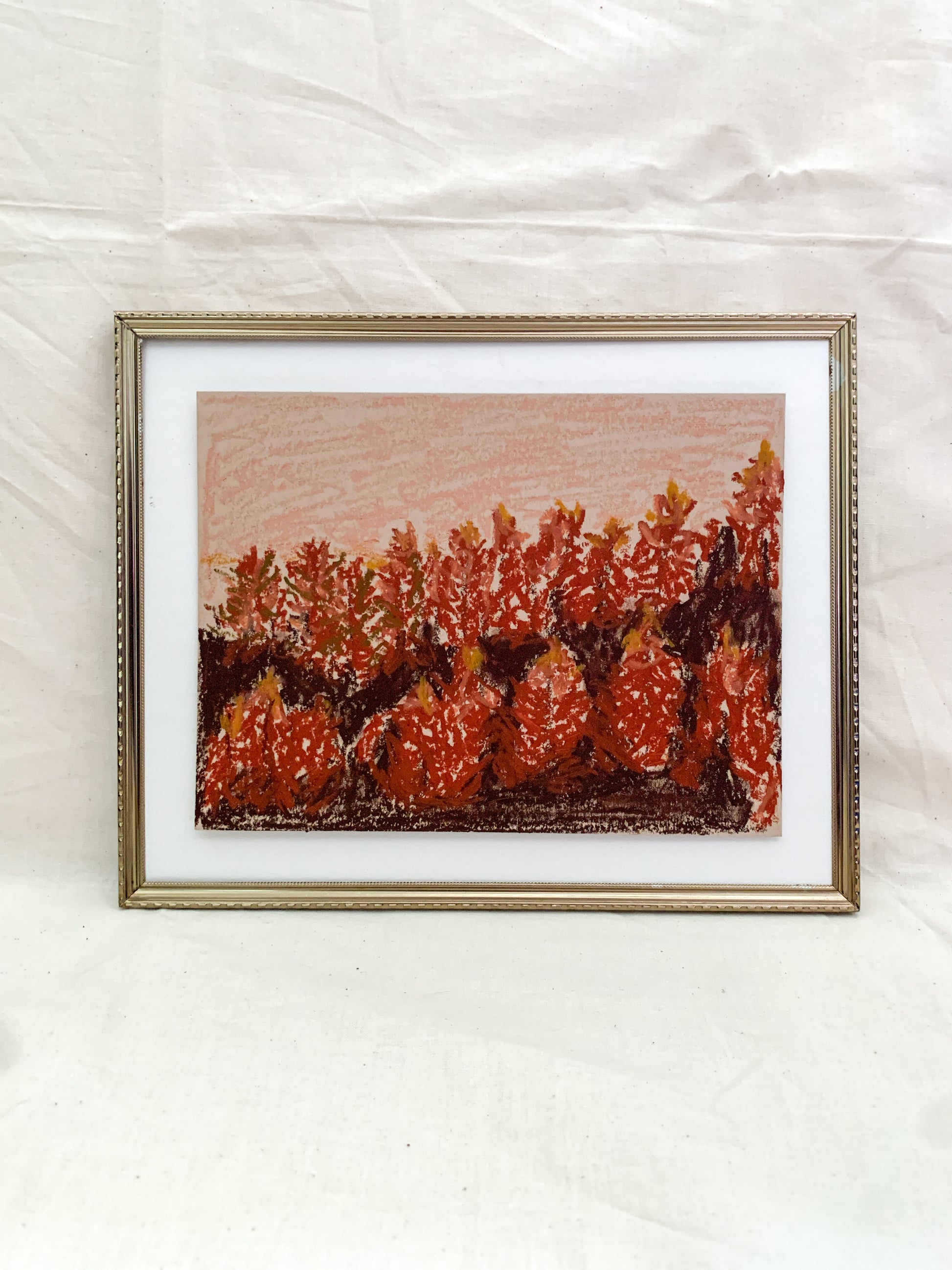 "In the Red" an original 6x8in oil pastel by allie burton