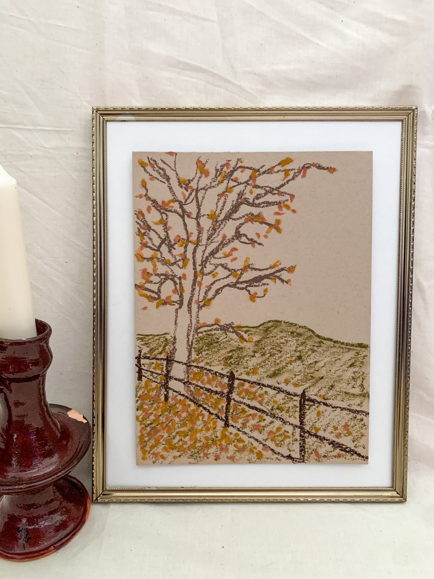 "Kentucky Autumn" - An original 6x8in Oil Pastel Drawing