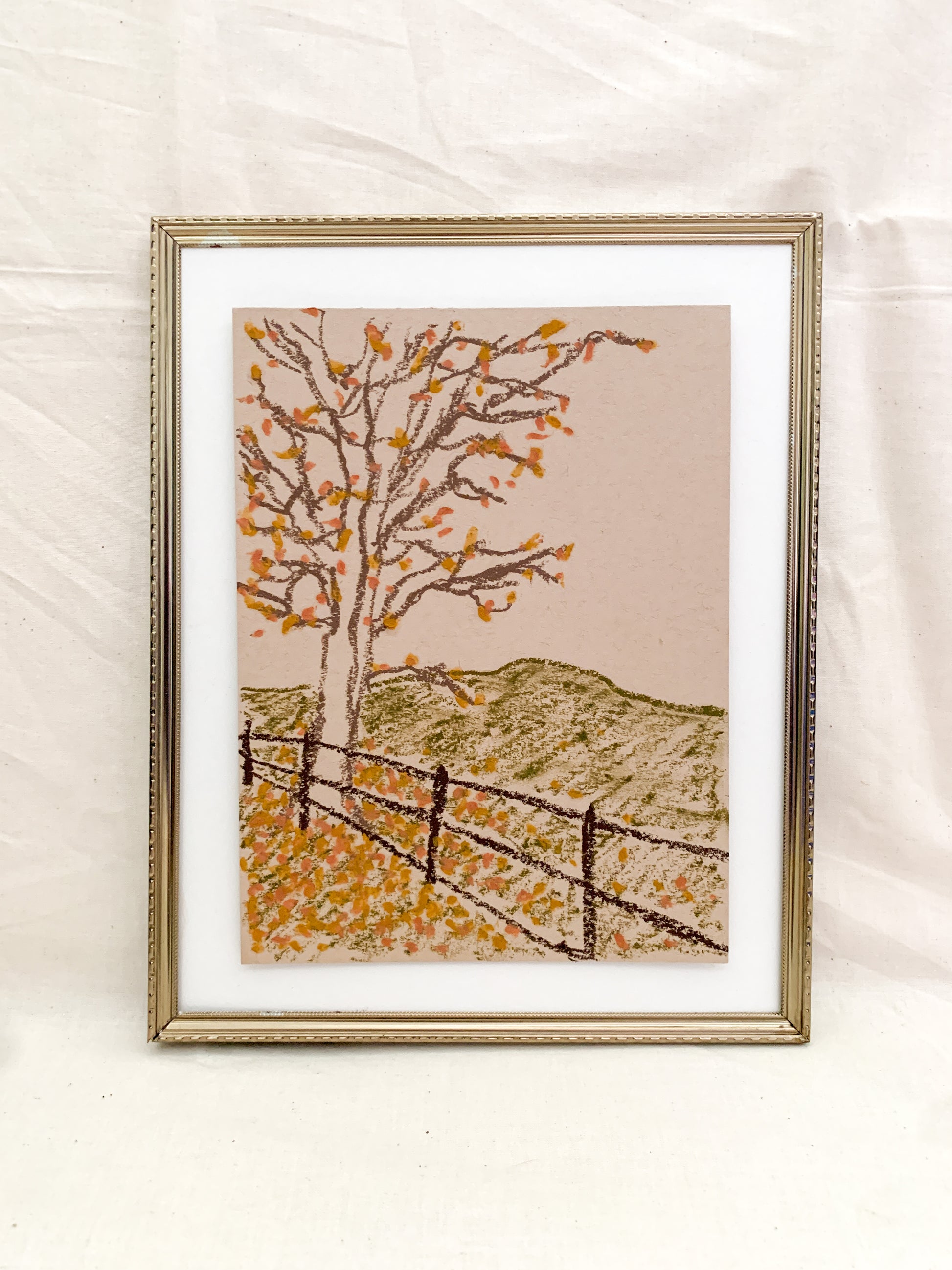 "Kentucky Autumn" an original 6x8in oil pastel by Allie Burton